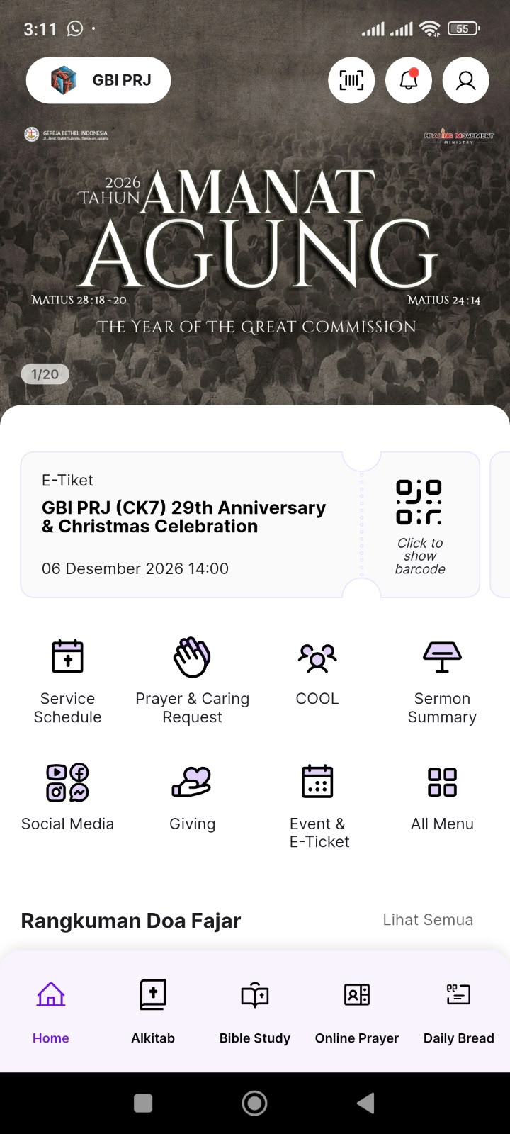 Aplikasi GBI PRJ (CK7) — Beranda