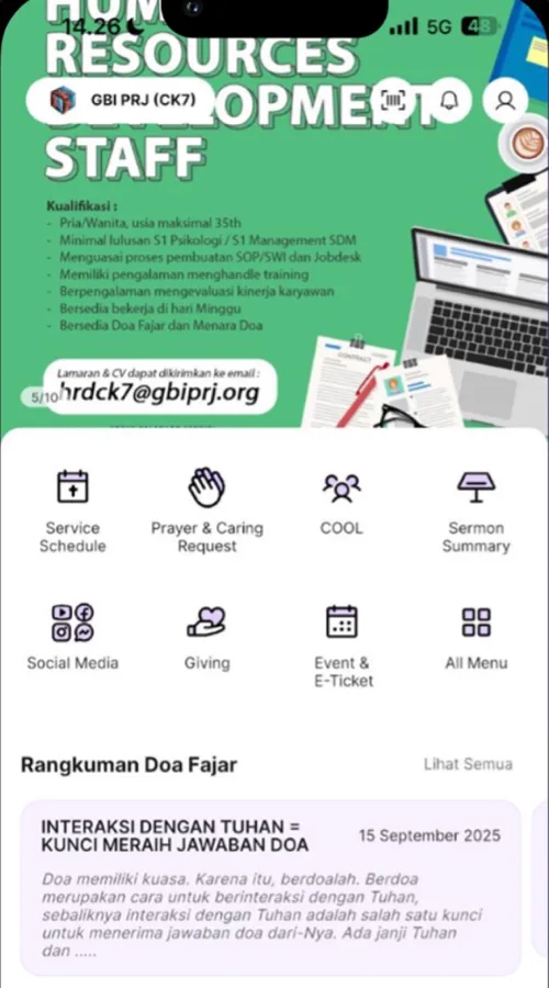 Aplikasi GBI PRJ (CK7) — Beranda